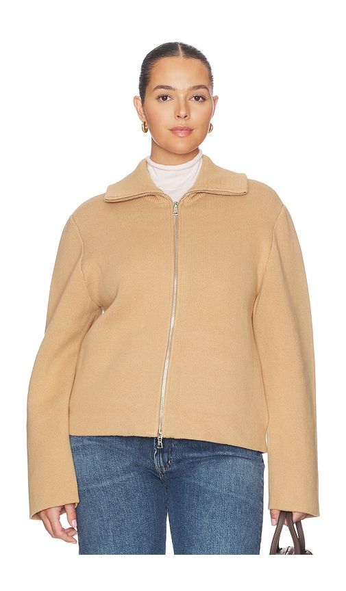 Avey Zip Cardigan in Tan. - size L (also in M, S, XS) - L'Academie - Modalova