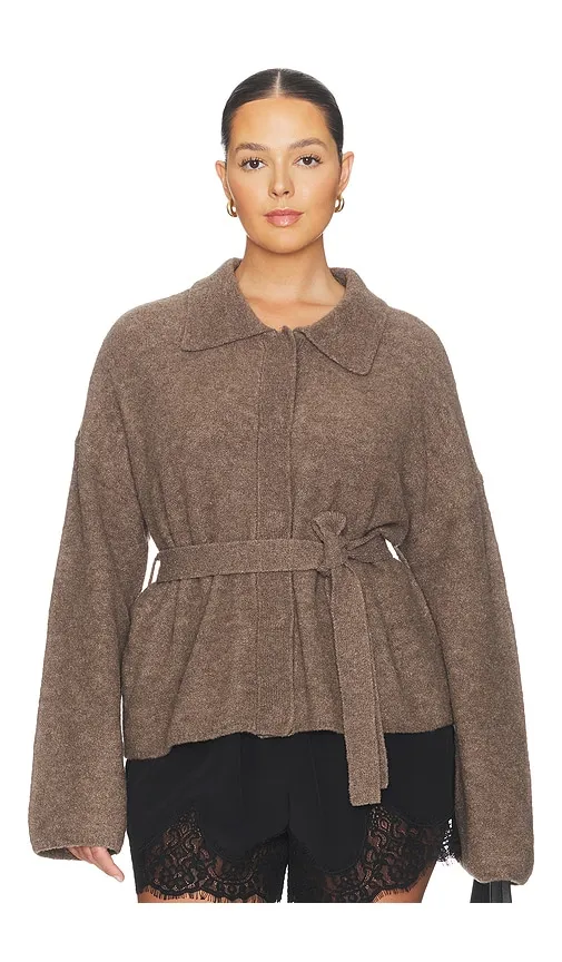 Jessamy Knit Belted Cardigan in Brown. - size M (also in XL) - L'Academie - Modalova