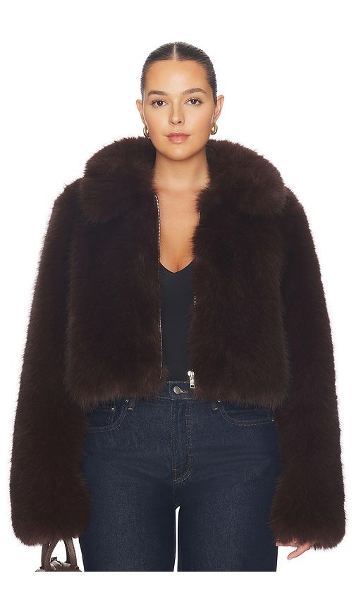 Savoie Faux Fur Jacket in Brown. - size M (also in S, XL) - L'Academie - Modalova