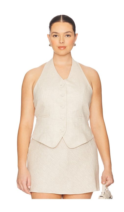 Uma Linen Top in Beige. - size M (also in S, XL, XS) - L'Academie - Modalova