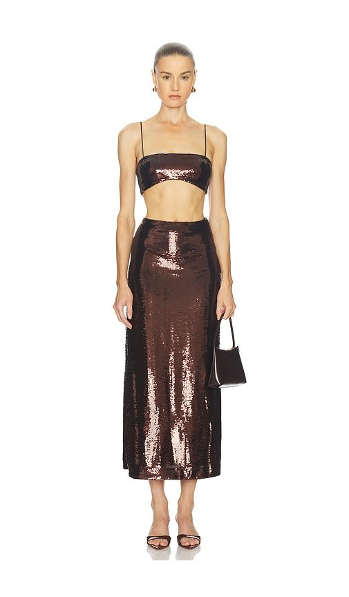 Veleda Sequin Top in Brown. - size L (also in M, XL, XS, XXS) - L'Academie - Modalova