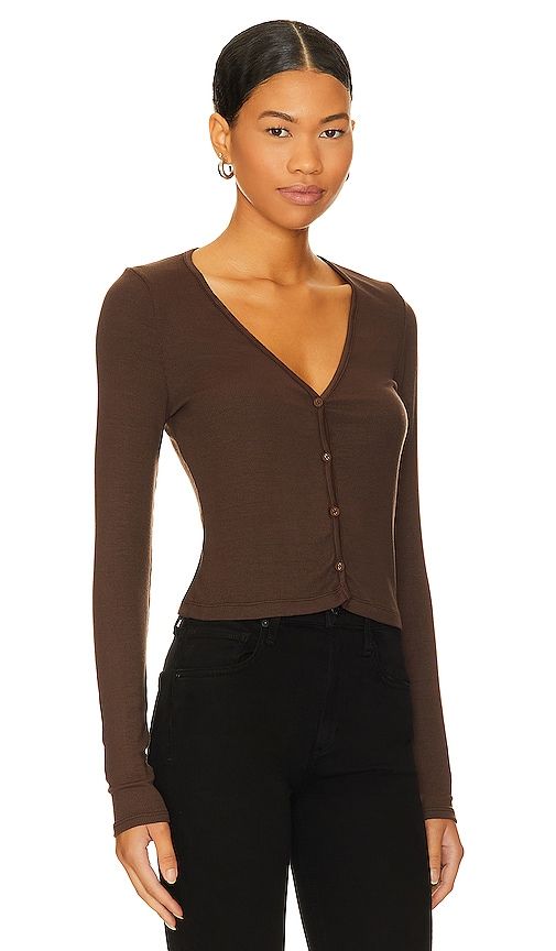 Sweet V Cardi in Chocolate. - size M (also in S, XS) - LA Made - Modalova