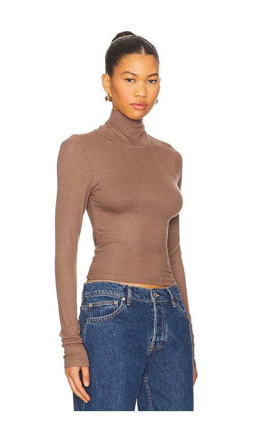 Felix Crop Turtle Neck Top in Brown. - size L (also in M, XS) - LA Made - Modalova