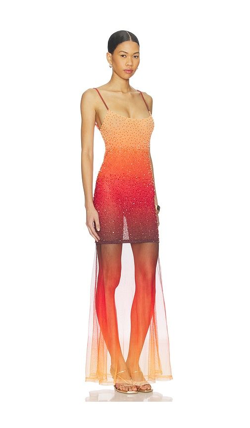 Sunset Flow Dress in Orange,Red. - size L (also in M, S, XL) - Leslie Amon - Modalova