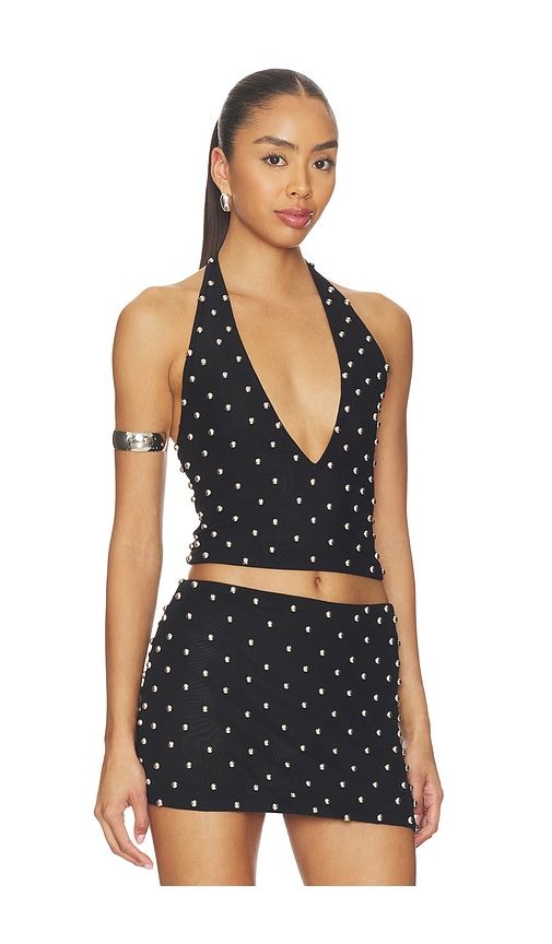Cabochon Halter Top in Black. - size L (also in M, S, XL, XS) - Leslie Amon - Modalova