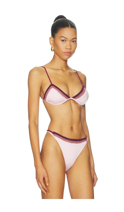 Garis Trim Bikini Top in Pink,Burgundy. - size L (also in XL, XS) - Leslie Amon - Modalova