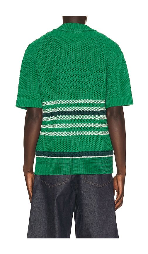 Runway Lacy Striped Polo Collar Sweater in Green. - size M (also in S) - Lacoste - Modalova