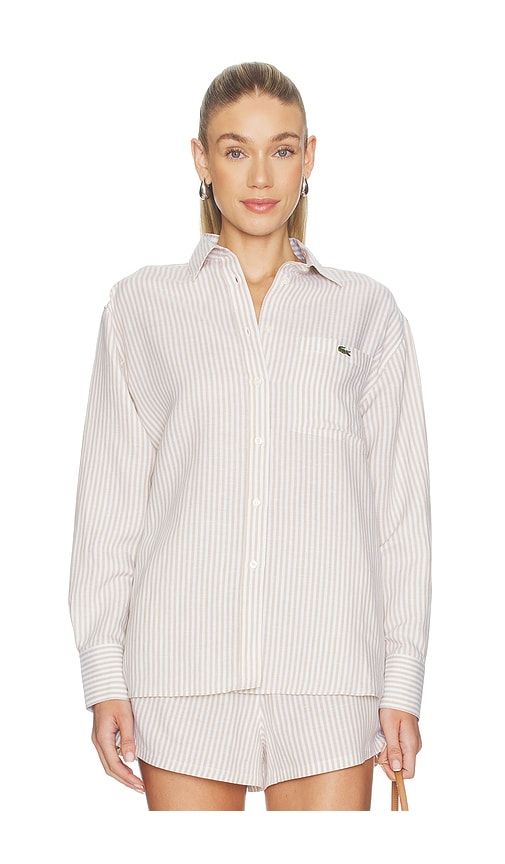 Oversized Fit Toile Shirt in Beige. - size 36 (also in 38, 42) - Lacoste - Modalova