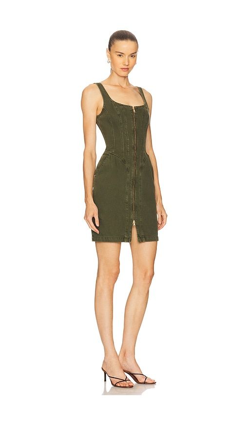 Jaxyn Corset Zip Dress in Green. - size 0 (also in 2) - L'AGENCE - Modalova