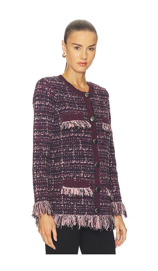 Kastoria Fringe Trim Cardi in Wine,Pink. - size L (also in M) - L'AGENCE - Modalova