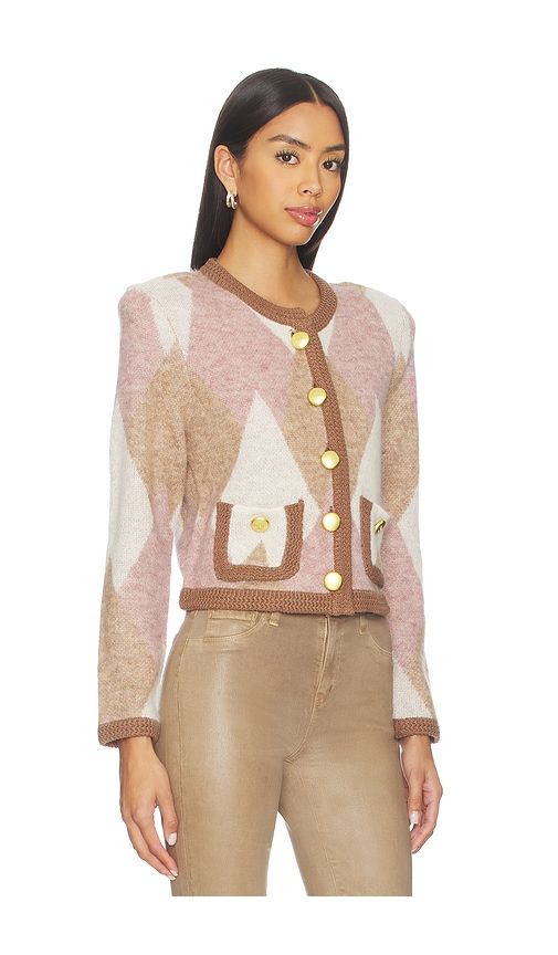 Siobhan Fuzzy Argyle Cardi in Neutral,Mauve. - size L (also in M) - L'AGENCE - Modalova