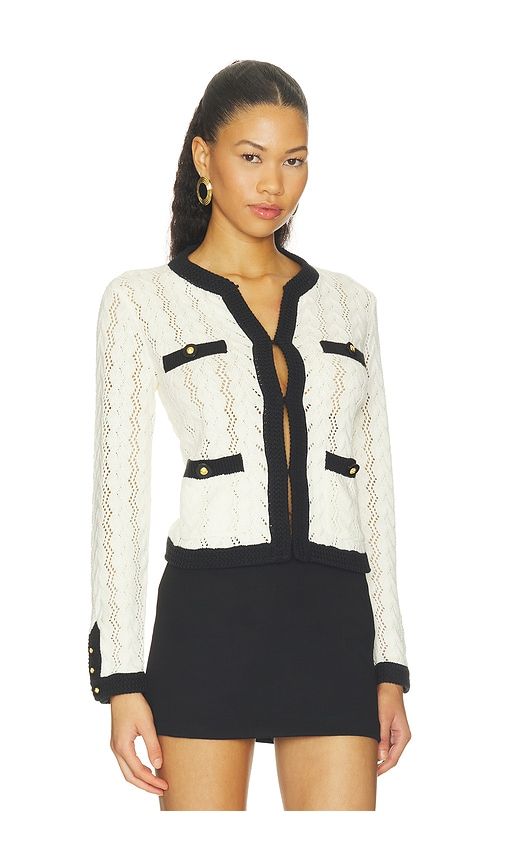 Zephyra Pointelle Cardigan in Black & White. - size M (also in S) - L'AGENCE - Modalova