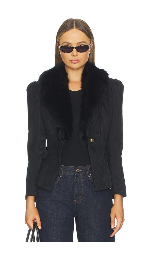 Kaisley Fur Collar Blazer in Black. - size 2 (also in 4, 6, 8) - L'AGENCE - Modalova