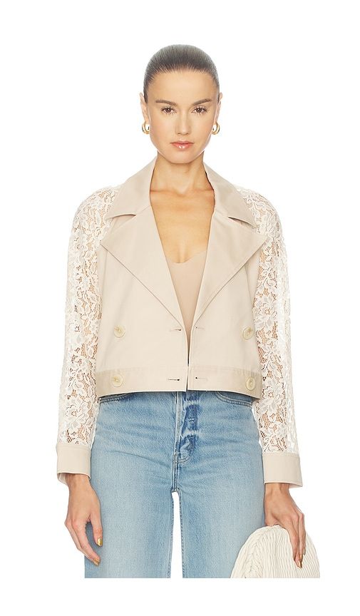 Novelle Lace Sleeve Trench in Cream. - size L (also in M, S) - L'AGENCE - Modalova