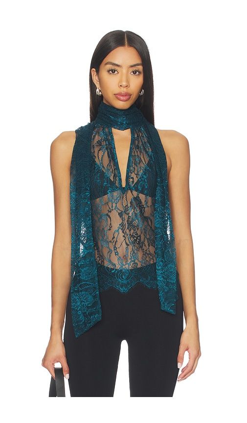 Reece Tie Neck Sleeveless Blouse in Teal. - size L (also in M, S, XS) - L'AGENCE - Modalova