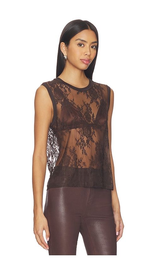 Brax Lace Muscle Tank Top in Brown. - size S (also in XL) - L'AGENCE - Modalova