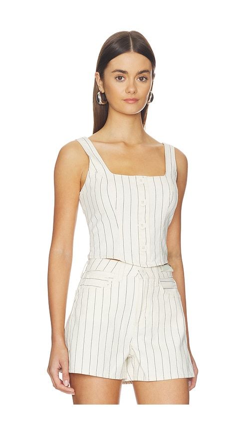 Saga Button Front Top in Cream. - size 0 (also in 6) - L'AGENCE - Modalova