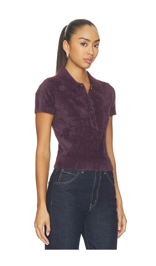 Cirrus Short Sleeve Crop Polo in Burgundy. - size L (also in M, S, XS) - L'AGENCE - Modalova