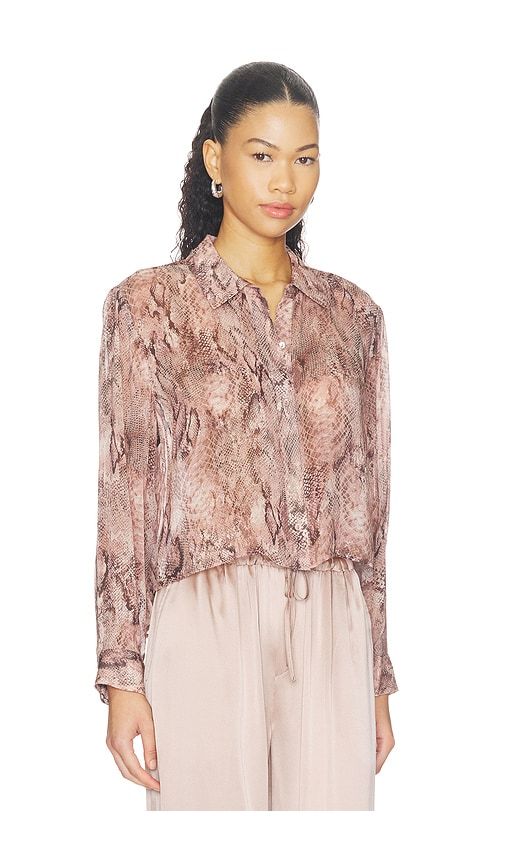 Cosette Crop Hi Low Shirt in Multi. - size L (also in M, S, XS) - L'AGENCE - Modalova