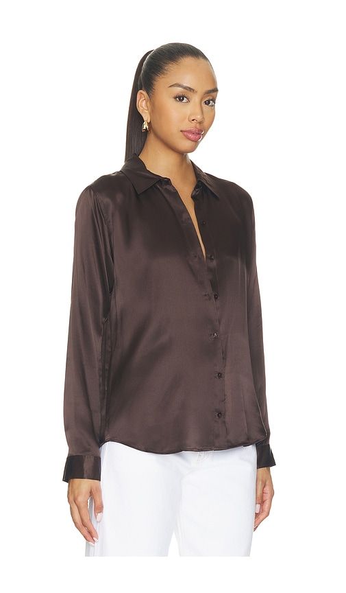 Tyler Longsleeve Blouse in Brown. - size L (also in M, S, XS) - L'AGENCE - Modalova