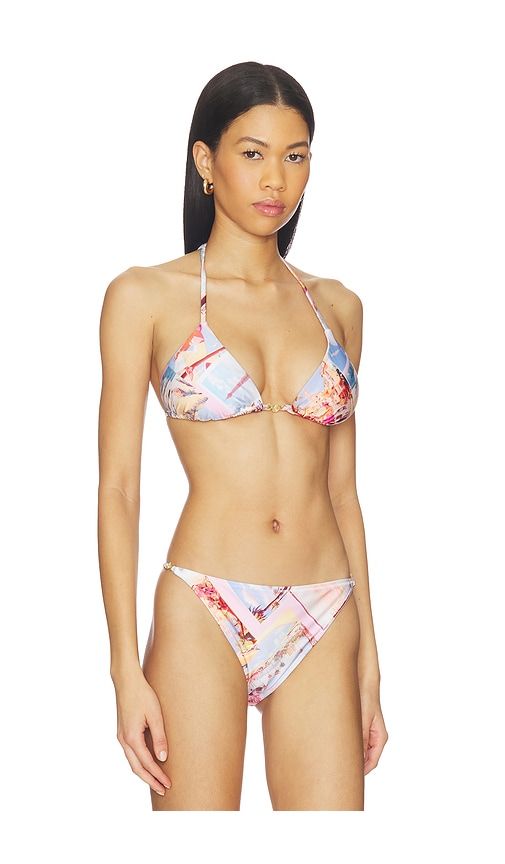 Kristin Postcard Print Bikini Tri Slider Bra in Blush. - size L (also in M, S, XL, XS) - L'AGENCE - Modalova