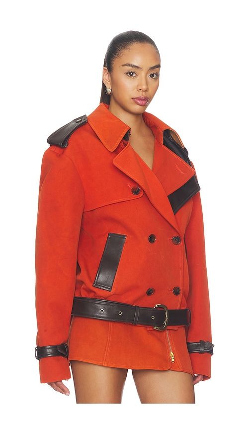 Double Breasted Cropped Coat in Orange. - size M (also in XS) - LaQuan Smith - Modalova