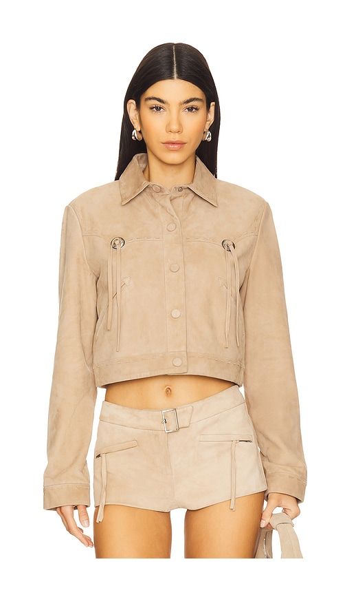 X Revolve Luna Cropped Jacket in Beige. - size L (also in S) - LAMARQUE - Modalova