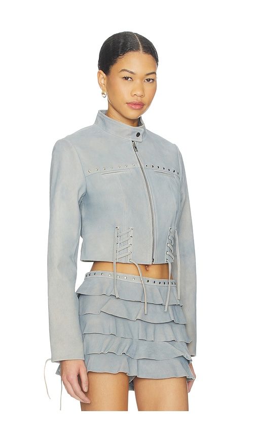 X REVOLVE Silvina Suede Biker Jacket in Slate. - size S (also in XL) - LAMARQUE - Modalova