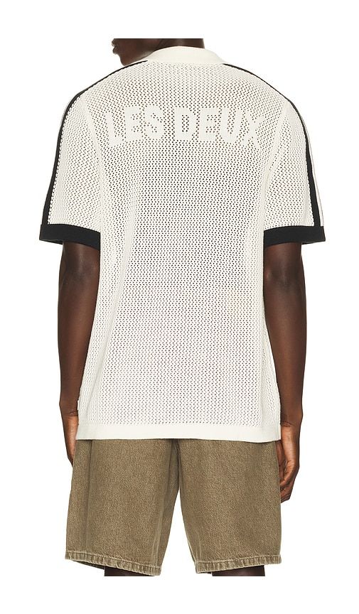 Logo Grid Knitted Polo in Ivory. - size L (also in M, S, XL/1X) - Les Deux - Modalova