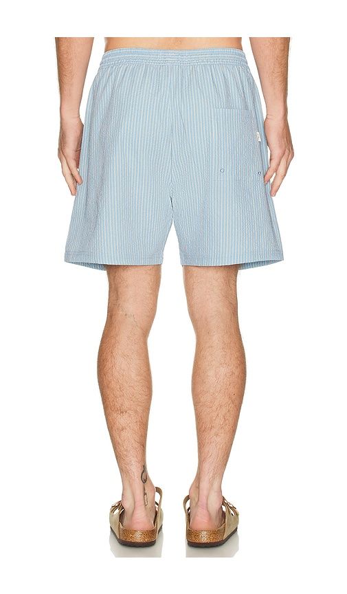 Stan Stripe Seersucker Swim Shorts in Baby Blue. - size S (also in M, XL/1X, L) - Les Deux - Modalova