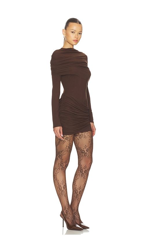 Lior Draped Mini Dress in Chocolate. - size L (also in M, S, XS) - Line & Dot - Modalova