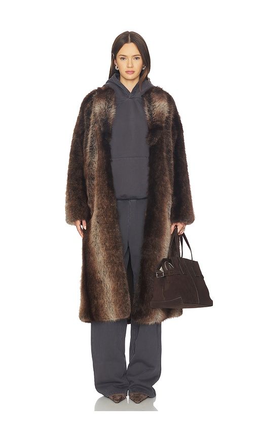Cairo Faux Fur Coat in Brown. - size M/L (also in S/M) - Line & Dot - Modalova