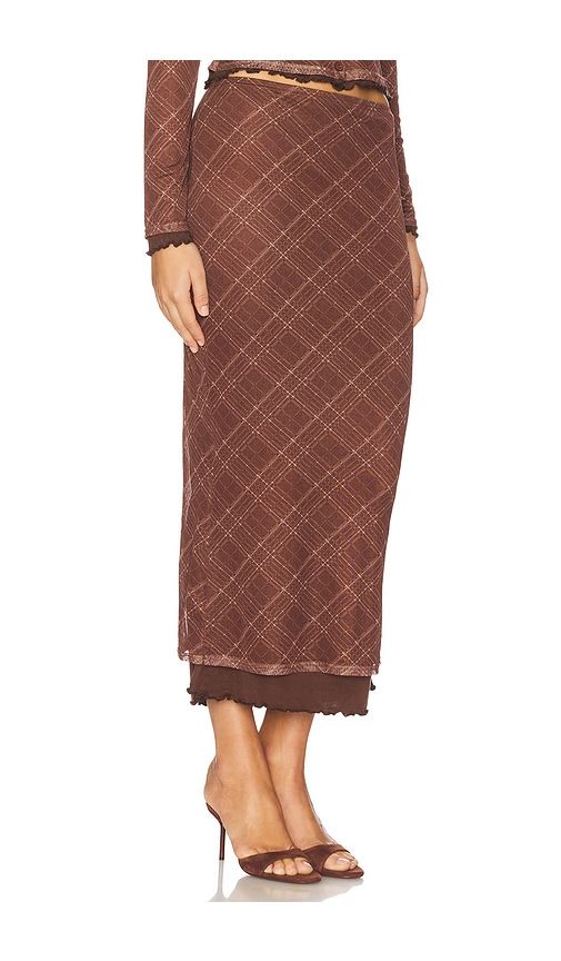 Richard Plaid Midi Skirt in Brown. - size L (also in XS) - Line & Dot - Modalova