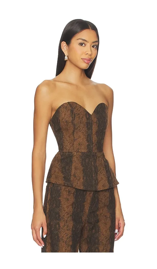 Iggy Peplum Top in Brown. - size L (also in M, S) - Line & Dot - Modalova