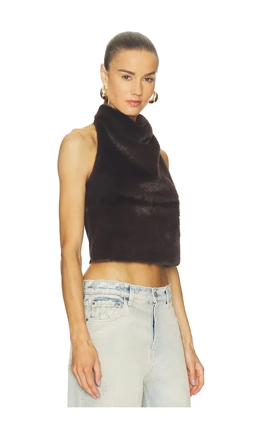 Cassidy Faux Fur Top in Brown. - size L (also in M, S, XL, XS) - Line & Dot - Modalova