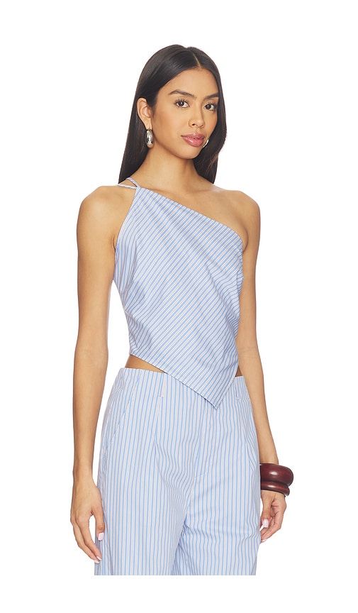 X REVOLVE Claudine Asymmetrical Top in Blue. - size L (also in M, S, XS) - Line & Dot - Modalova