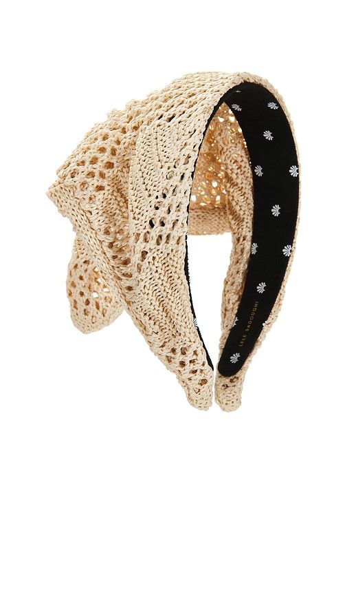 Jackie Crochet Raffia Handkerchief Headband in Neutral - Lele Sadoughi - Modalova
