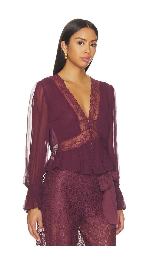 Thessira Top in Wine. - size L (also in M, S, XS, XXS) - LoveShackFancy - Modalova