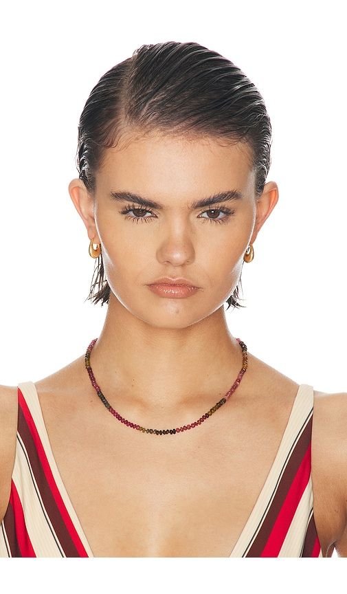 Tourmaline Safety Pin Necklace in Metallic Gold - Loren Stewart - Modalova