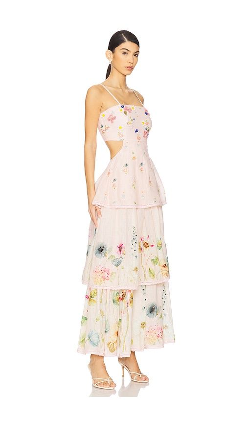 Garden Gala Tier Dress in Blush. - size L (also in M, XS) - LA FUORI - Modalova