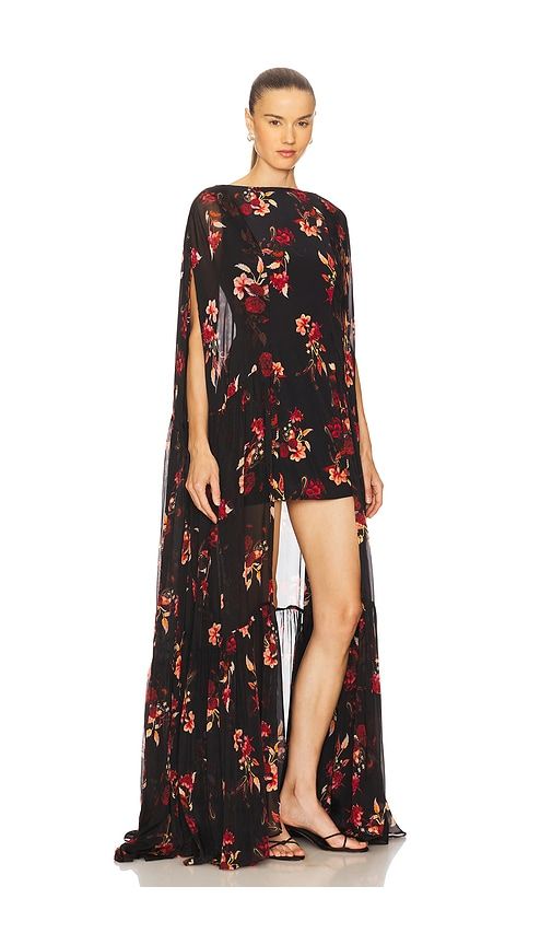 Coralia Gathered Cape Dress in Tan. - size M (also in S) - LA FUORI - Modalova