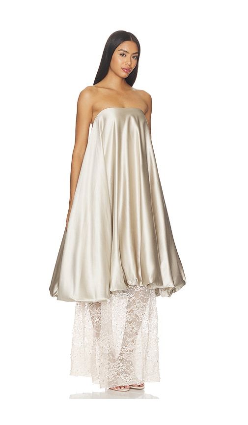 Champagne Lace Gown in Metallic . - size M (also in XL) - LA FUORI - Modalova