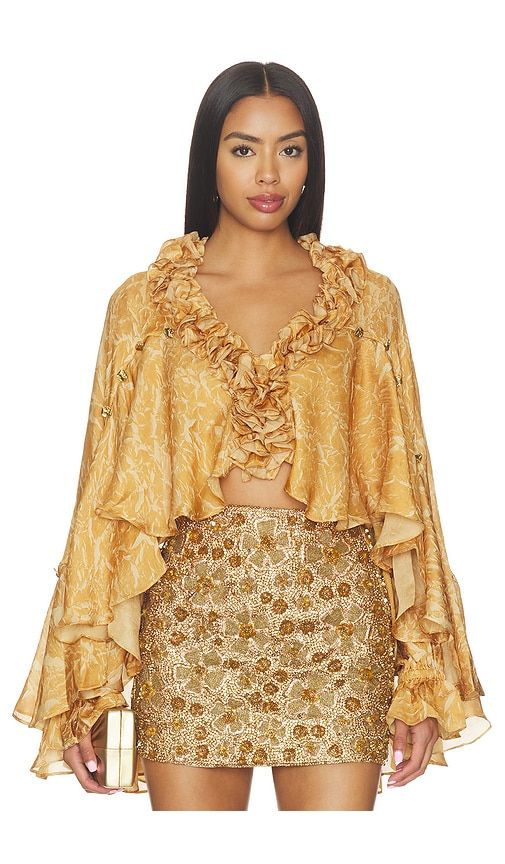 Honeydew Ruffle Top in Yellow. - size L (also in XL, XS) - LA FUORI - Modalova