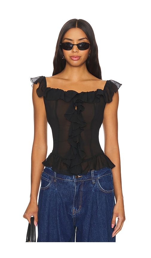 Timeless Ruffle Top in Black. - size M (also in XL, XXS) - LIONESS - Modalova