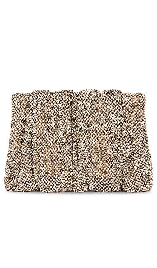 Crystal Gathered Flat Clutch in Metallic Silver - Loeffler Randall - Modalova