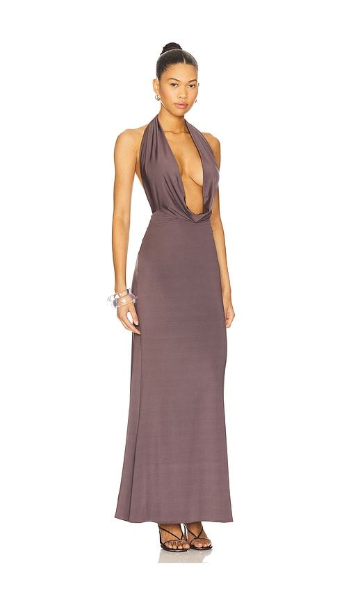 Lightweight Jersey Deep Cowl Neck Gown in Brown. - size L (also in M, XS) - LaPointe - Modalova