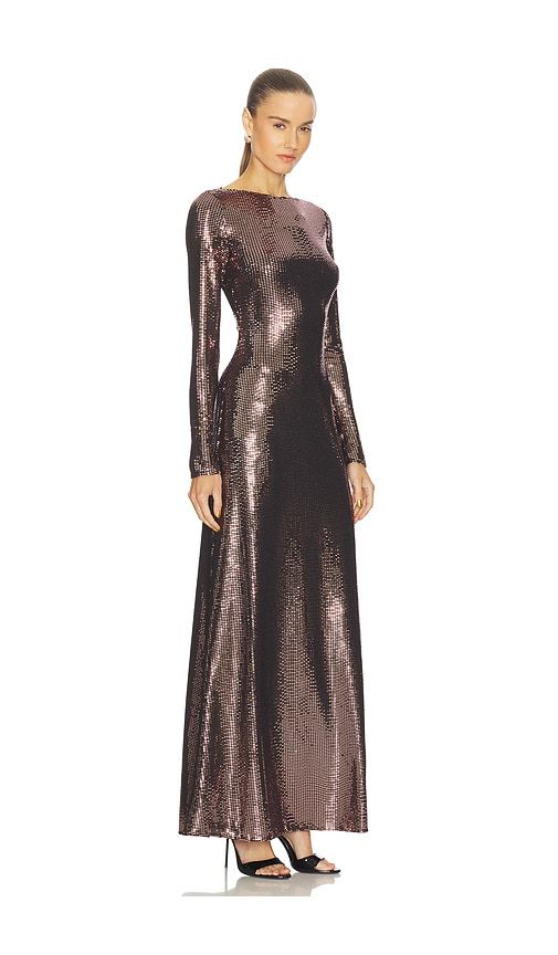 X REVOLVE Mirror Jersey Boatneck Gown in Bronze. - size 0 (also in 2, 6) - LaPointe - Modalova