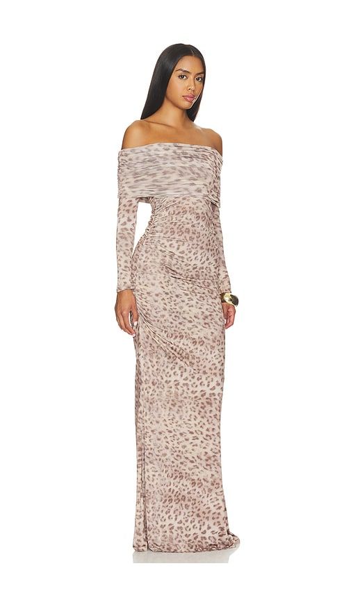 Printed Jersey Off The Shoulder Gown in Brown. - size L (also in M, S, XS) - LaPointe - Modalova