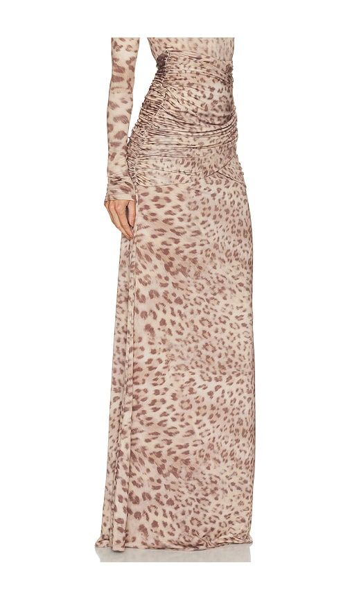 Printed Jersey Shirred Hip Skirt in Brown. - size L (also in M, S, XS) - LaPointe - Modalova