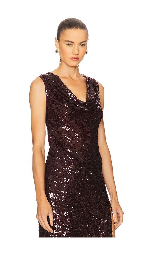 Sequin Cowl Neck Top in Wine. - size 0 (also in 2) - LaPointe - Modalova